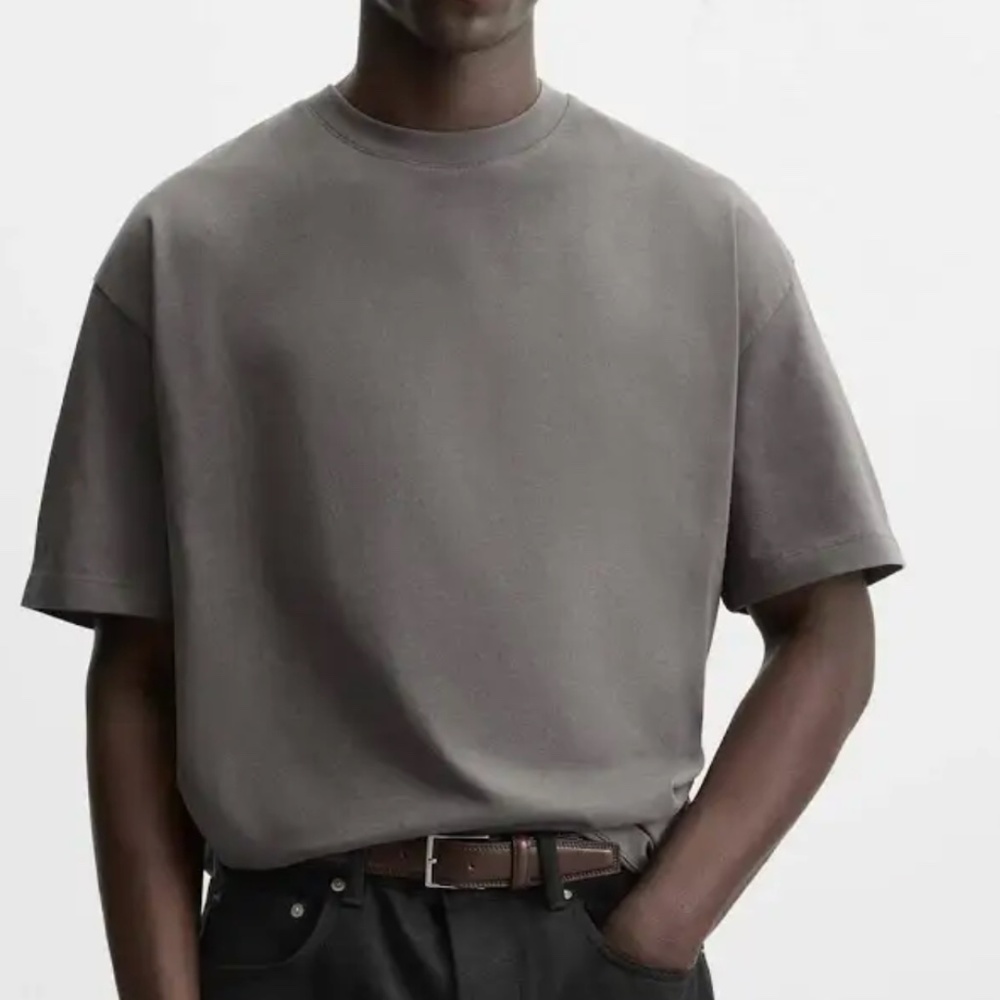 NWT - Zara Men's Basic Heavyweight T-Shirt - Gray - Size M